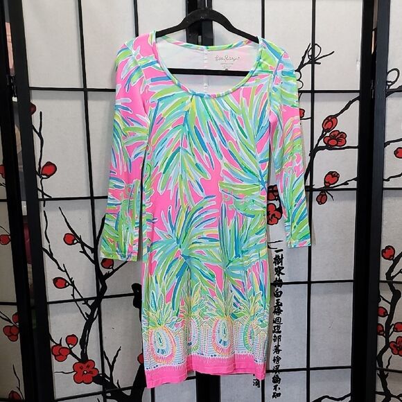 Lilly Pulitzer Tiki Palm Cotton Pastel Print Dress Size XXS - Picture 1 of 7